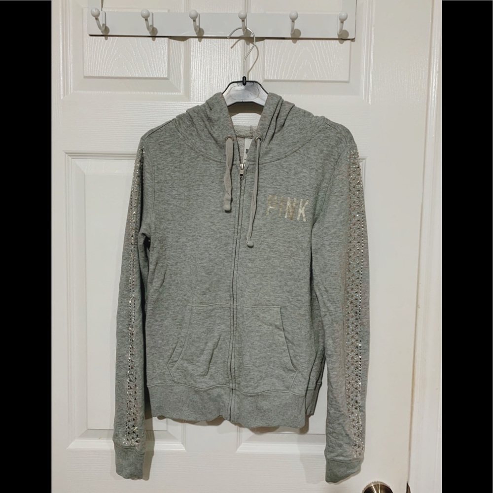 PINK LIGHT-GRAY ZIP UP Sweater